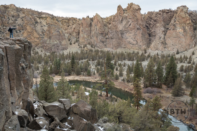 Aaron on the edge of a cliff in Smith Rock State Park in Central Oregon