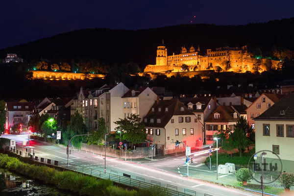 Heidelberg Castle Night from Old Bridge