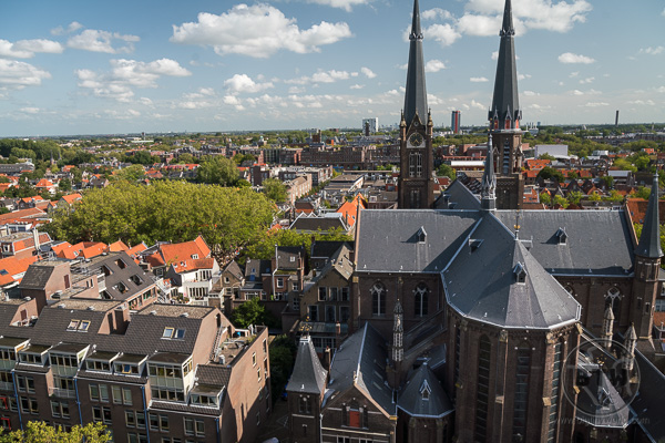 VIew from top of Nieuwe Kerk (New Church) Delft Netherlands Holland