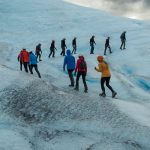 Line of People on Perito Moreno Glacier