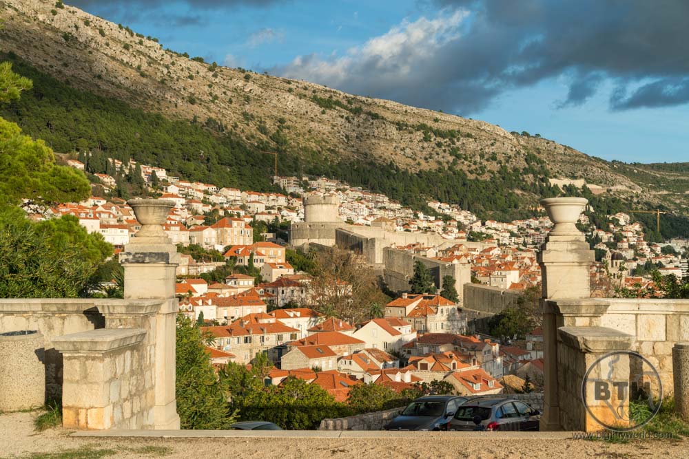 The many buildings in the city of Dubrovnik, Croatia, at sunset