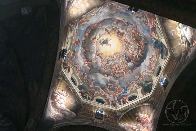Cupola ceiling art in a church in Parma, Italy