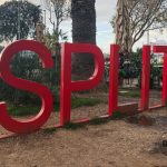 Life-size red letters spelling "SPLIT" in Split, Croatia