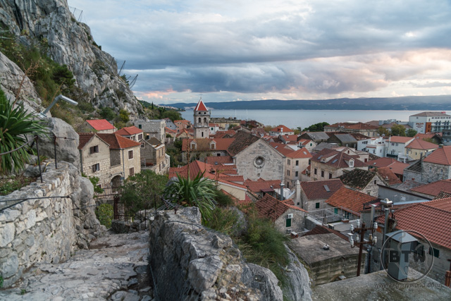 A view of the city from the fortress in Omis, Croatia
