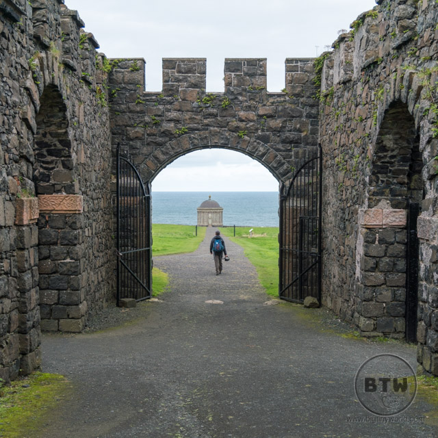 Aaron walking out to the temple at the Downhill Demesne in Northern Ireland
