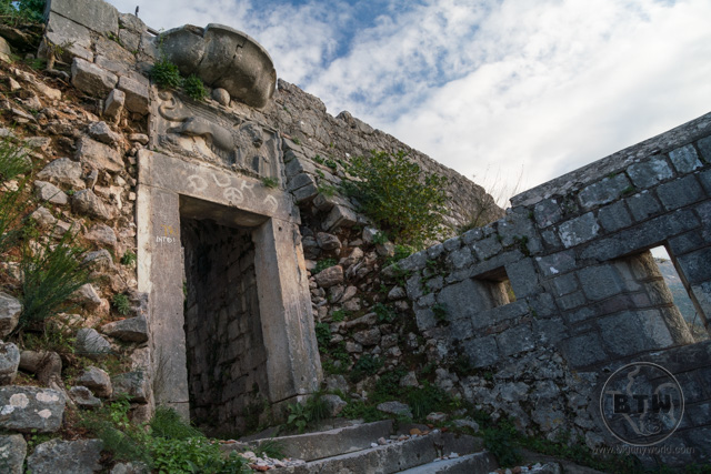 A doorway of the Fortress of St. John in Kotor, Montenegro